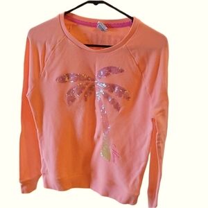 Victoria's Secret PINK Tropical Palm Tree Sequin Gradient Miami Sweatshirt  XS